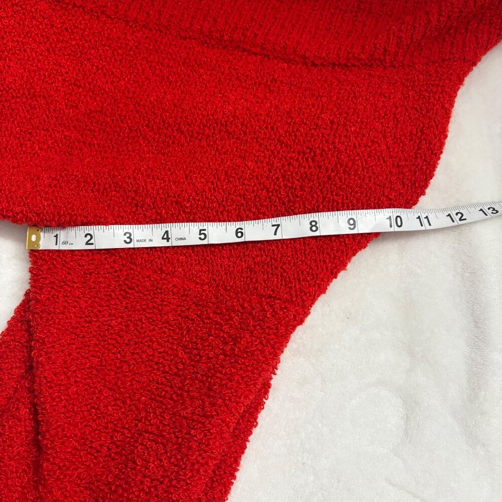 Vintage Le Chois Los Angeles Red Open Front Knit Cardigan Sweater Womens Size L - Picture 10 of 12